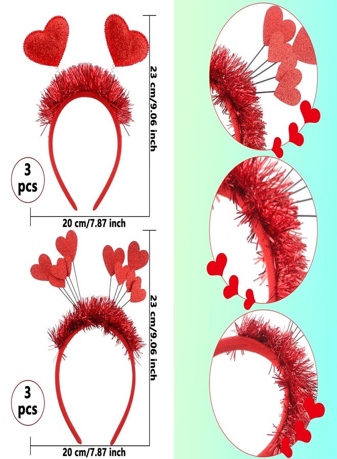 Cotiny 6 Pack Valentine's Day Heart Headband Sequin Heart Bopper Hair Hoop Headbands for Kids Adults Valentines Day Party Supplies Birthday (Color style 2) - Image 2